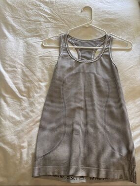 lululemon athletica black and White Striped Racerback Tank